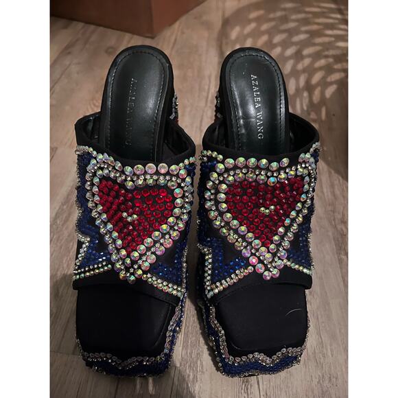 Azalea Wang Logan Women's Rhinestone Platform Sandals Multicolor Size 6 - Picture 2 of 10